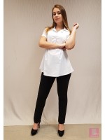 Camisa Social com Pregas, em Tricoline com Elastano, Branca